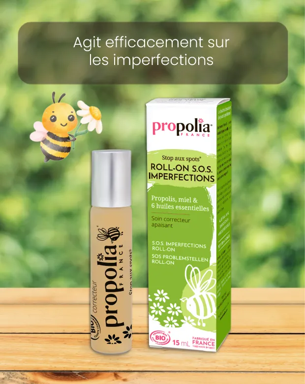 imperfections miel, propolis et huiles essentielles Propolia